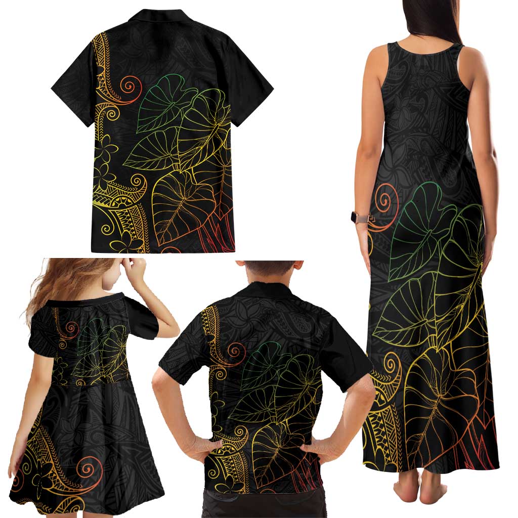 Aloha Hawaii Kalo Family Matching Tank Maxi Dress and Hawaiian Shirt Reggae Taro Polynesian Pattern - Polynesian Pride