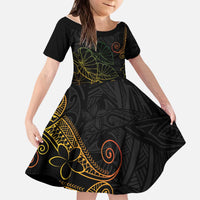 Aloha Hawaii Kalo Kid Short Sleeve Dress Reggae Taro Polynesian Pattern - Polynesian Pride