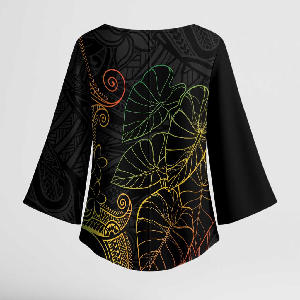 Aloha Hawaii Kalo Kimono Sleeve Blouse Reggae Taro Polynesian Pattern LT14 - Polynesian Pride