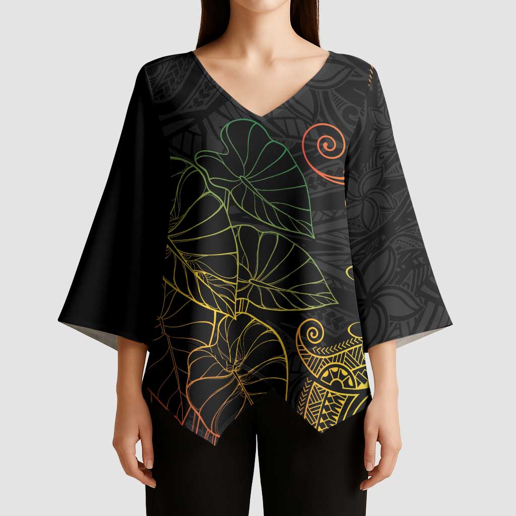 Aloha Hawaii Kalo Kimono Sleeve Blouse Reggae Taro Polynesian Pattern LT14 - Polynesian Pride