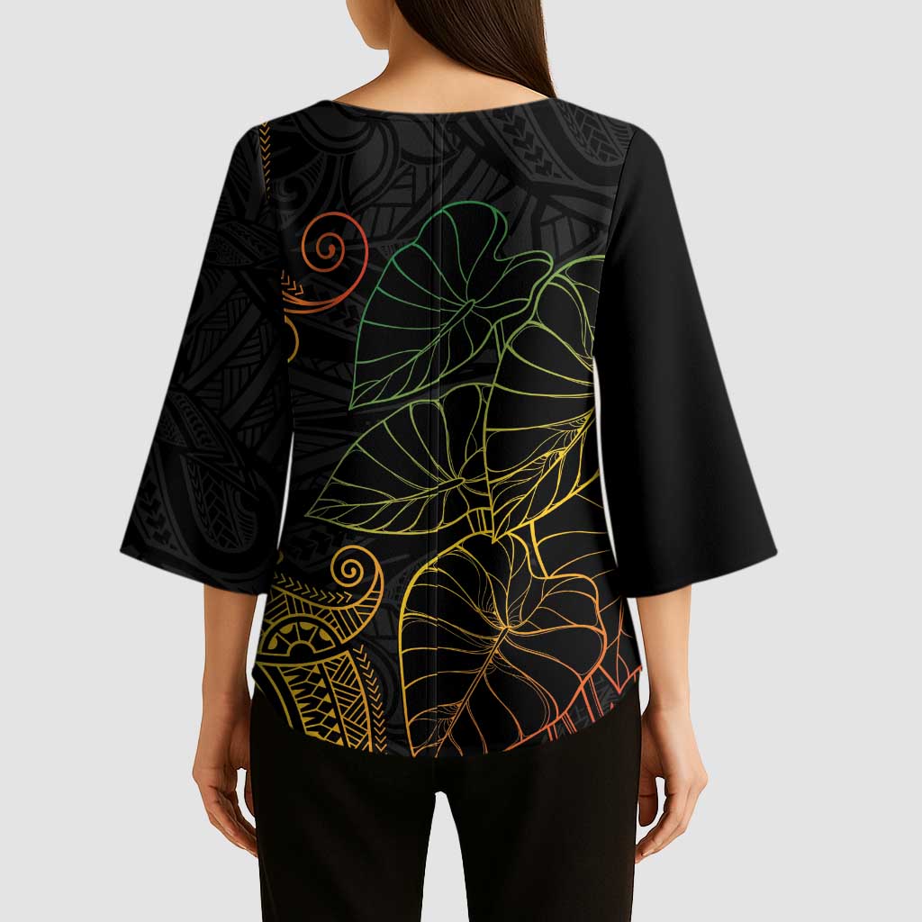 Aloha Hawaii Kalo Kimono Sleeve Blouse Reggae Taro Polynesian Pattern LT14 - Polynesian Pride