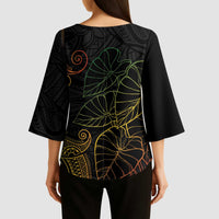 Aloha Hawaii Kalo Kimono Sleeve Blouse Reggae Taro Polynesian Pattern LT14 - Polynesian Pride