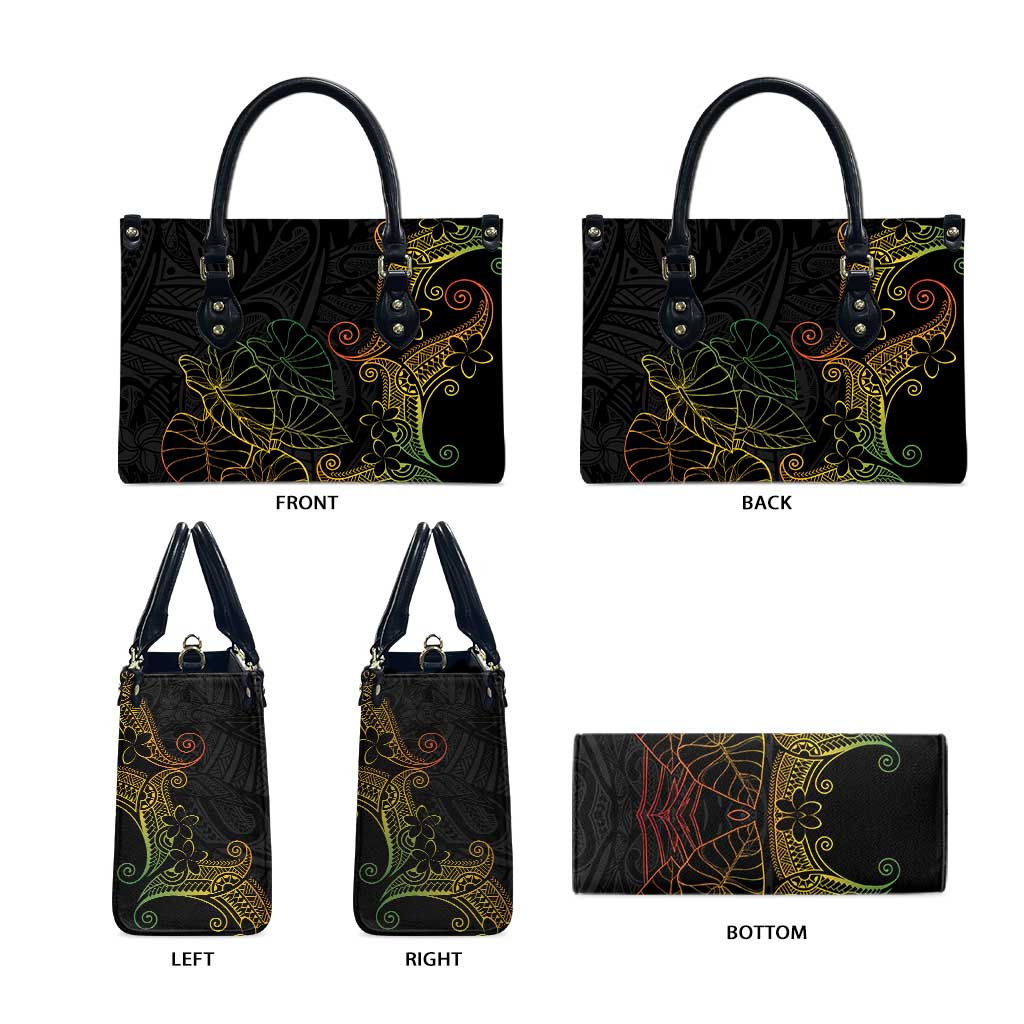 Aloha Hawaii Kalo Leather Bag Reggae Taro Polynesian Pattern - Polynesian Pride