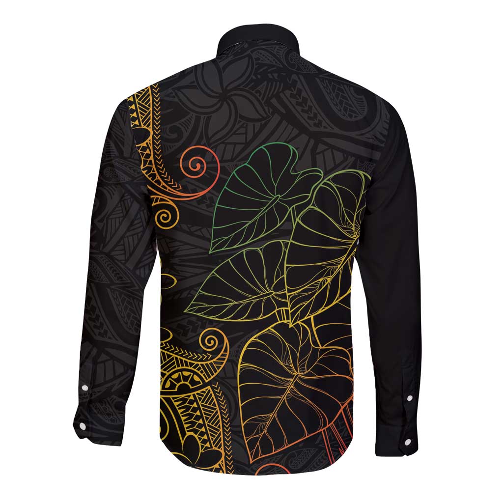 Aloha Hawaii Kalo Long Sleeve Button Shirt Reggae Taro Polynesian Pattern LT14 - Polynesian Pride
