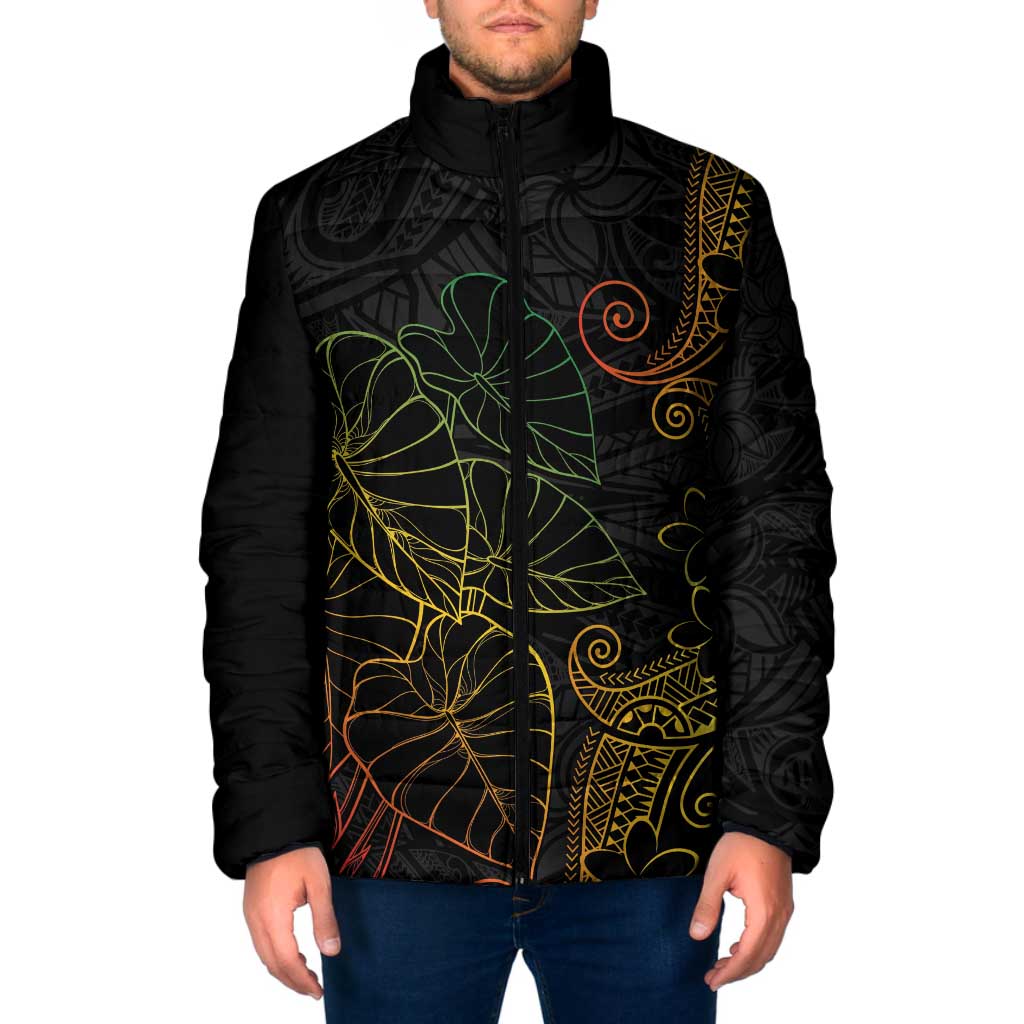 Aloha Hawaii Kalo Padded Jacket Reggae Taro Polynesian Pattern LT14 Men Black - Polynesian Pride