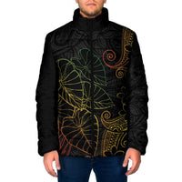 Aloha Hawaii Kalo Padded Jacket Reggae Taro Polynesian Pattern LT14 Men Black - Polynesian Pride