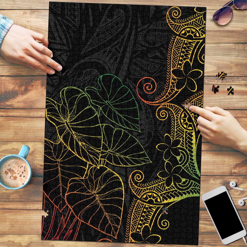 Aloha Hawaii Kalo Puzzle Reggae Taro Polynesian Pattern LT14 Black - Polynesian Pride