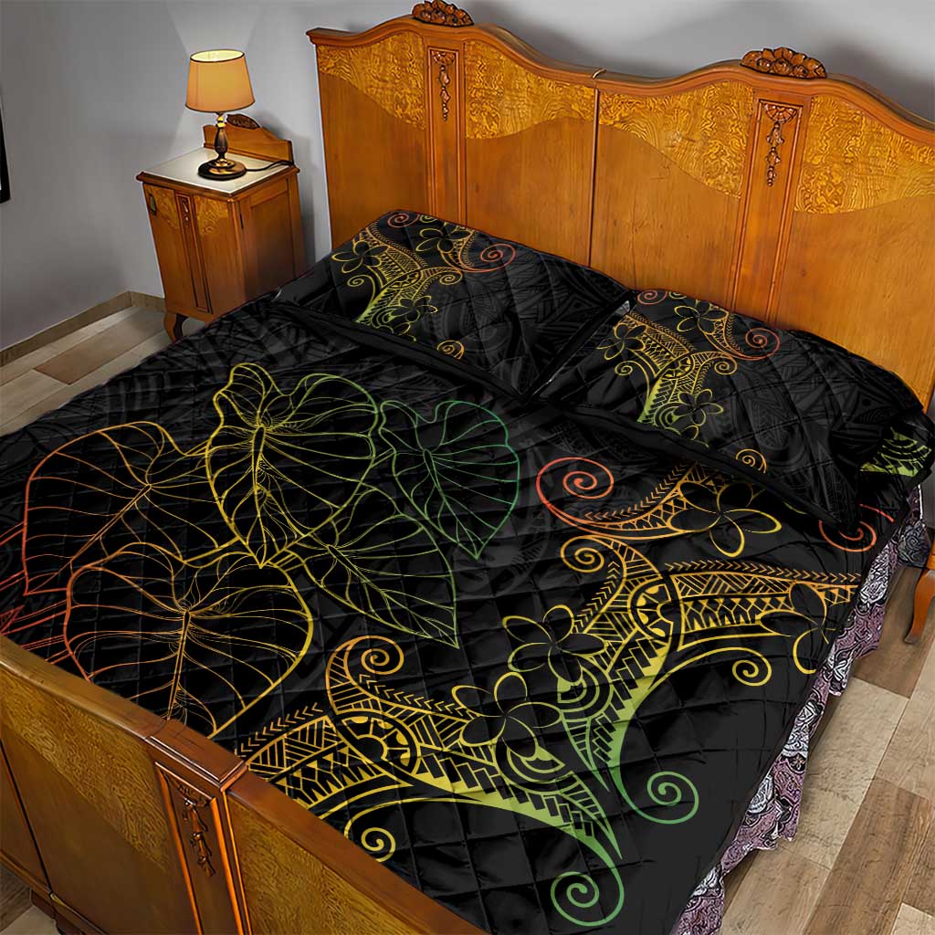Aloha Hawaii Kalo Quilt Bed Set Reggae Taro Polynesian Pattern - Polynesian Pride