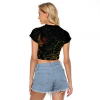 Aloha Hawaii Kalo Raglan Cropped T Shirt Reggae Taro Polynesian Pattern LT14 - Polynesian Pride