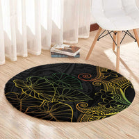 Aloha Hawaii Kalo Round Carpet Reggae Taro Polynesian Pattern - Polynesian Pride