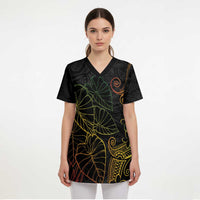 Aloha Hawaii Kalo Scrub Top Reggae Taro Polynesian Pattern LT14 - Polynesian Pride