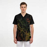 Aloha Hawaii Kalo Scrub Top Reggae Taro Polynesian Pattern LT14 - Polynesian Pride