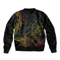 Aloha Hawaii Kalo Sleeve Zip Bomber Jacket Reggae Taro Polynesian Pattern - Polynesian Pride