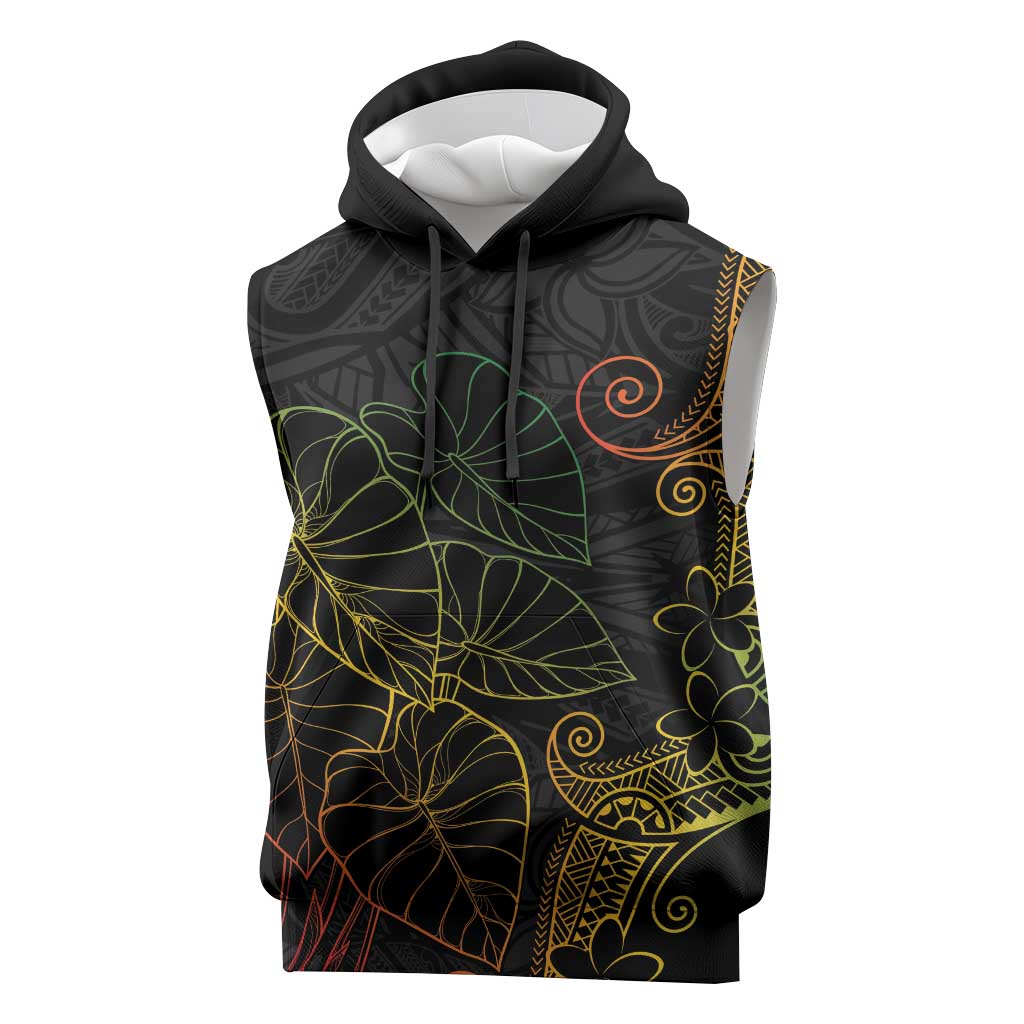 Aloha Hawaii Kalo Sleeveless Hoodie Reggae Taro Polynesian Pattern LT14 Black - Polynesian Pride