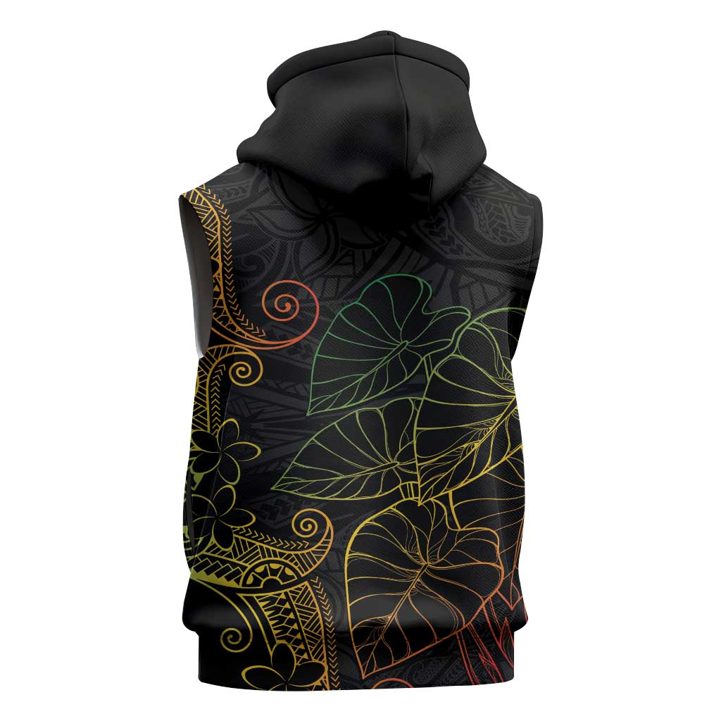 Aloha Hawaii Kalo Sleeveless Hoodie Reggae Taro Polynesian Pattern - Polynesian Pride
