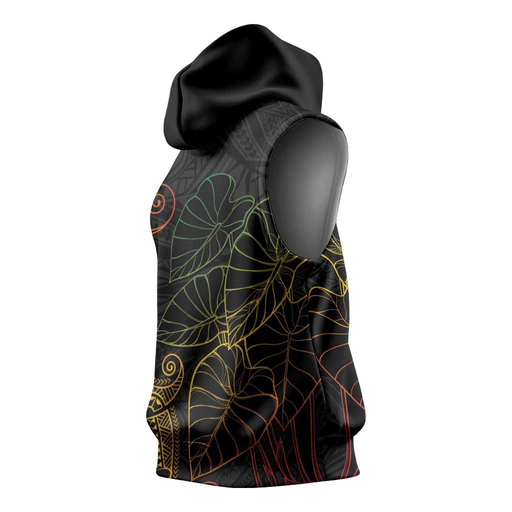 Aloha Hawaii Kalo Sleeveless Hoodie Reggae Taro Polynesian Pattern - Polynesian Pride