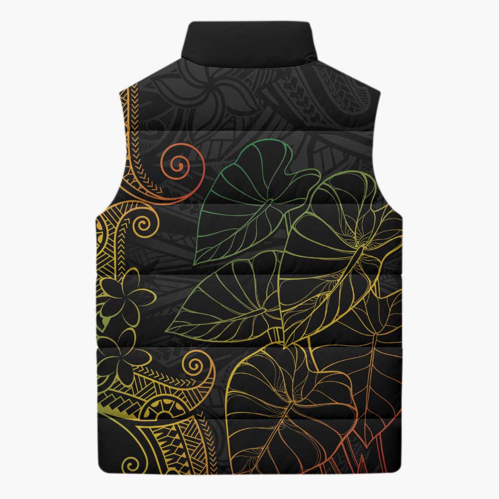 Aloha Hawaii Kalo Sleeveless Puffer Jacket Reggae Taro Polynesian Pattern LT14 - Polynesian Pride