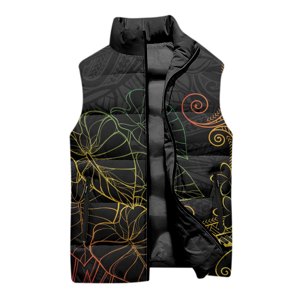 Aloha Hawaii Kalo Sleeveless Puffer Jacket Reggae Taro Polynesian Pattern LT14 - Polynesian Pride