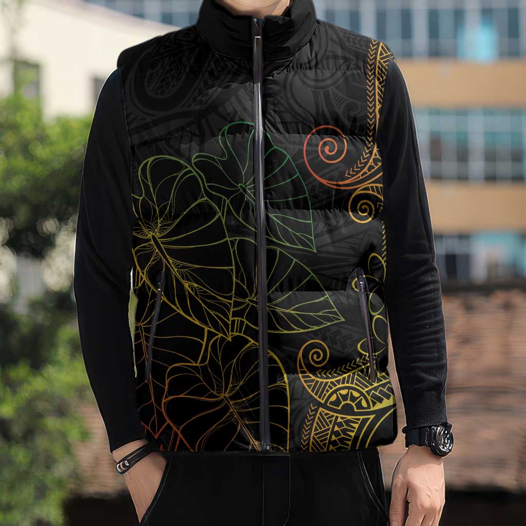 Aloha Hawaii Kalo Sleeveless Puffer Jacket Reggae Taro Polynesian Pattern LT14 - Polynesian Pride