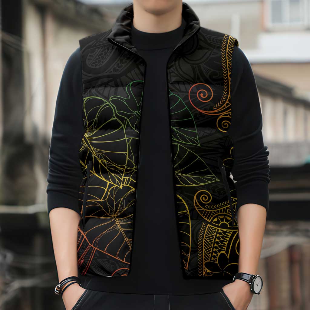 Aloha Hawaii Kalo Sleeveless Puffer Jacket Reggae Taro Polynesian Pattern LT14 - Polynesian Pride