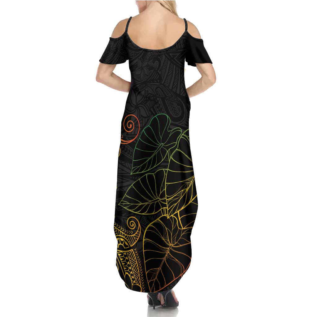 Aloha Hawaii Kalo Summer Maxi Dress Reggae Taro Polynesian Pattern - Polynesian Pride