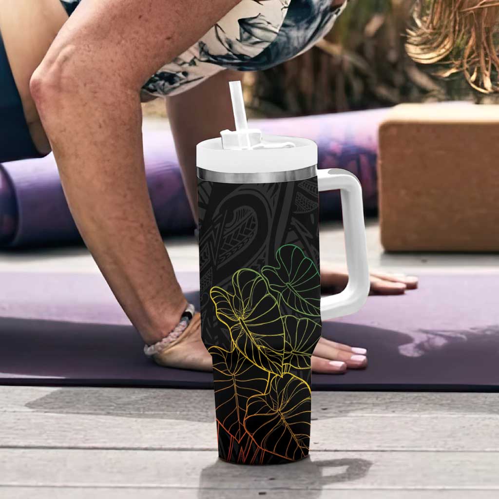 Aloha Hawaii Kalo Tumbler With Handle Reggae Taro Polynesian Pattern - Polynesian Pride