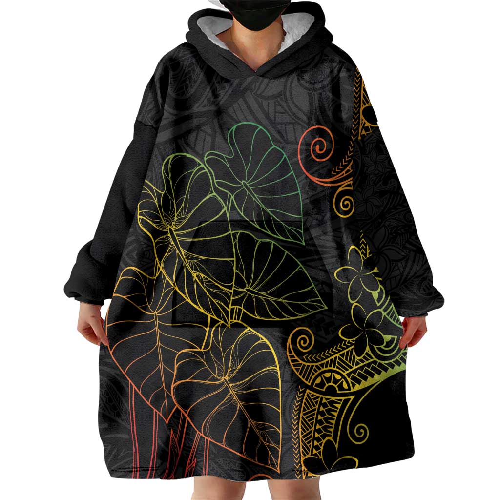 Aloha Hawaii Kalo Wearable Blanket Hoodie Reggae Taro Polynesian Pattern LT14 - Polynesian Pride