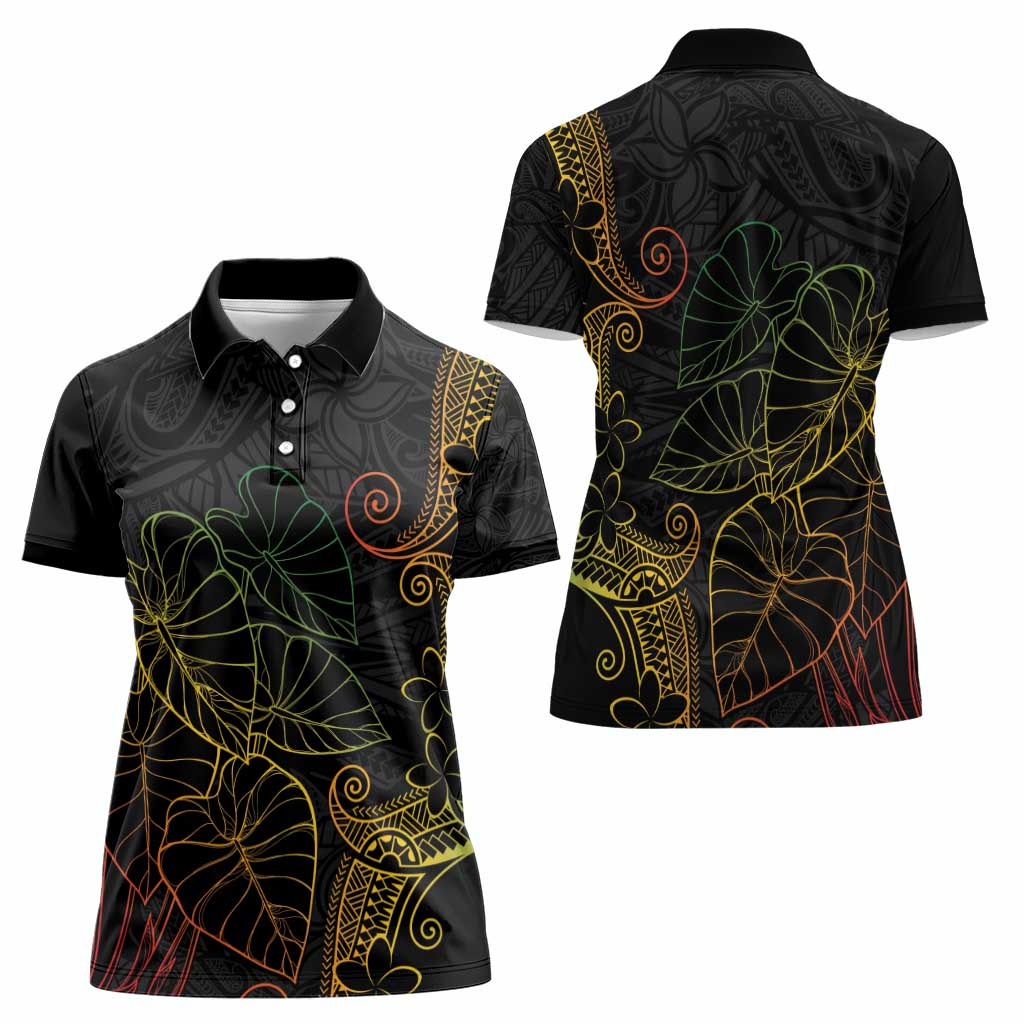 Aloha Hawaii Kalo Women Polo Shirt Reggae Taro Polynesian Pattern - Polynesian Pride