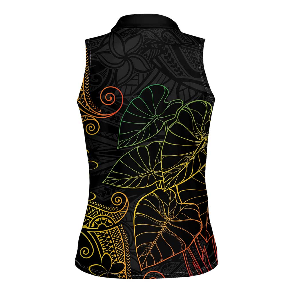 Aloha Hawaii Kalo Women Sleeveless Polo Shirt Reggae Taro Polynesian Pattern LT14 - Polynesian Pride
