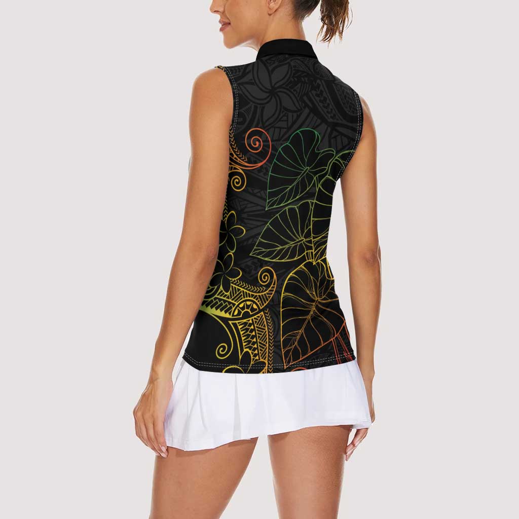 Aloha Hawaii Kalo Women Sleeveless Polo Shirt Reggae Taro Polynesian Pattern LT14 - Polynesian Pride