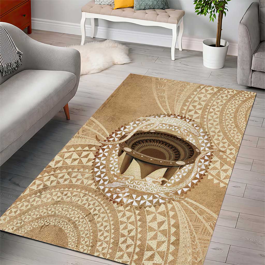 Tonga Skink Kava Bowl Area Rug Vintage Tongan Ngatu Pattern LT14 - Polynesian Pride