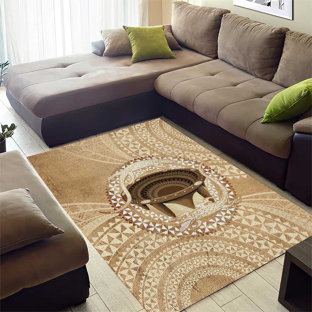 Tonga Skink Kava Bowl Area Rug Vintage Tongan Ngatu Pattern LT14 - Polynesian Pride