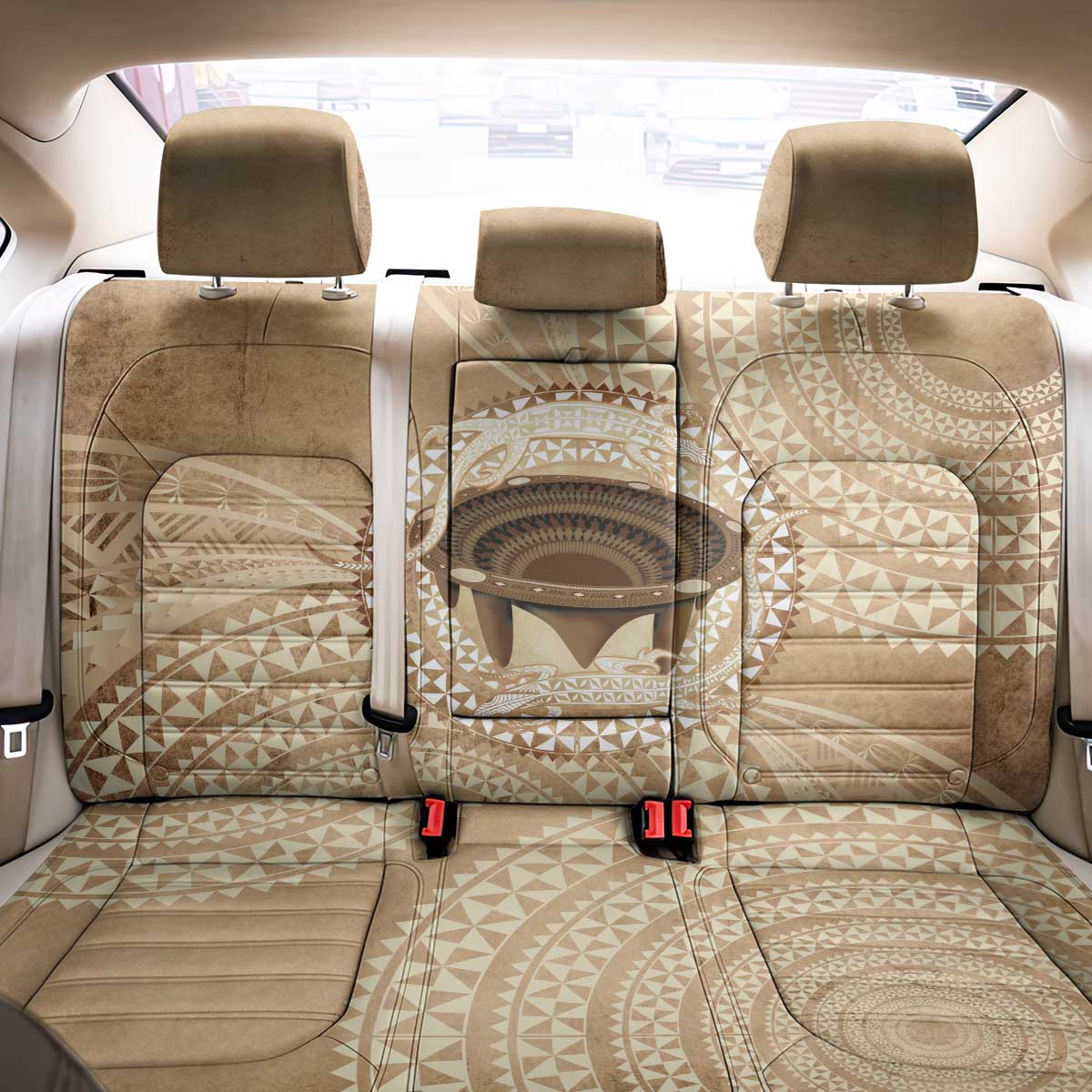 Tonga Skink Kava Bowl Back Car Seat Cover Vintage Tongan Ngatu Pattern LT14 - Polynesian Pride
