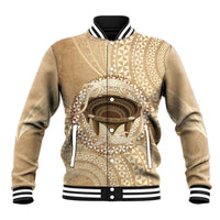 Tonga Skink Kava Bowl Baseball Jacket Vintage Tongan Ngatu Pattern LT14 Unisex Brown - Polynesian Pride