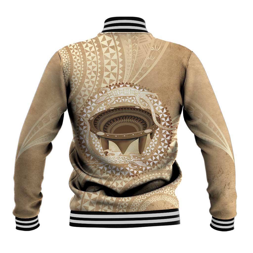 Tonga Skink Kava Bowl Baseball Jacket Vintage Tongan Ngatu Pattern LT14 - Polynesian Pride