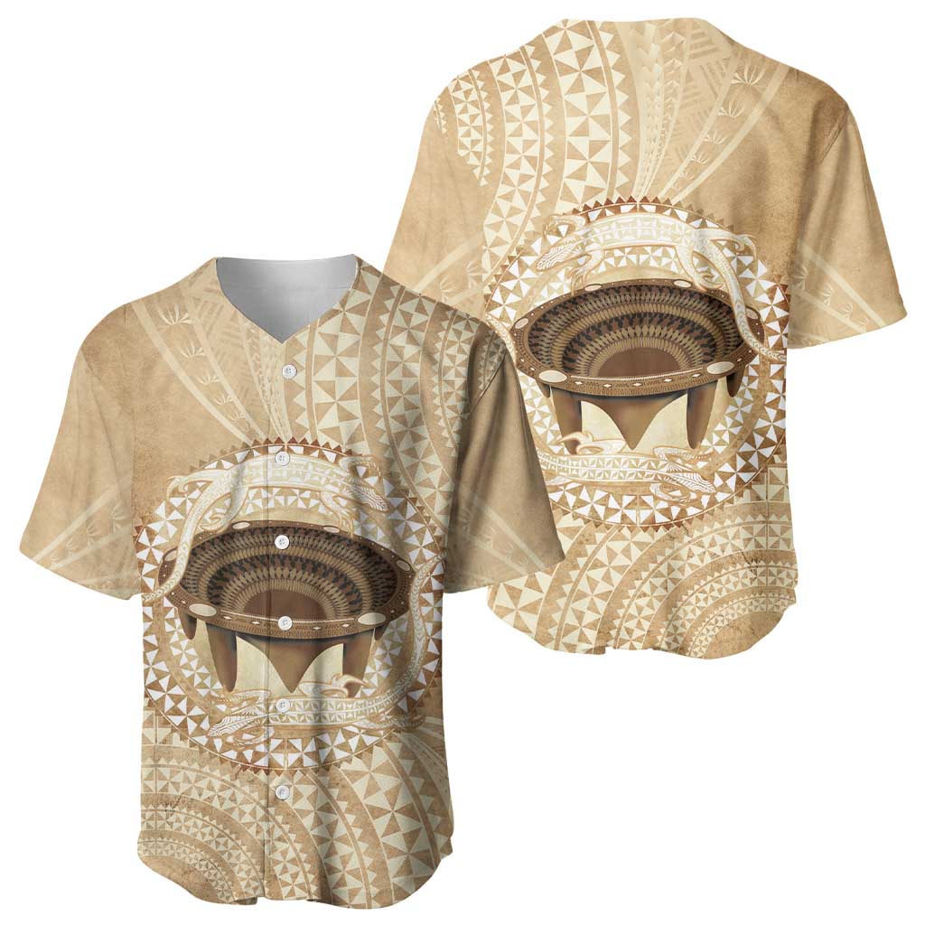 Tonga Skink Kava Bowl Baseball Jersey Vintage Tongan Ngatu Pattern LT14 - Polynesian Pride