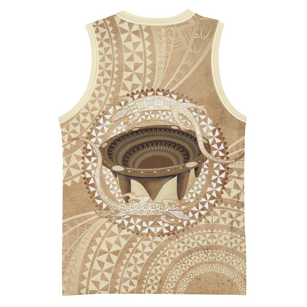Tonga Skink Kava Bowl Basketball Jersey Vintage Tongan Ngatu Pattern LT14 - Polynesian Pride