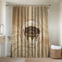 Tonga Skink Kava Bowl Bathroom Set Vintage Tongan Ngatu Pattern LT14 Shower Curtain Only Brown - Polynesian Pride