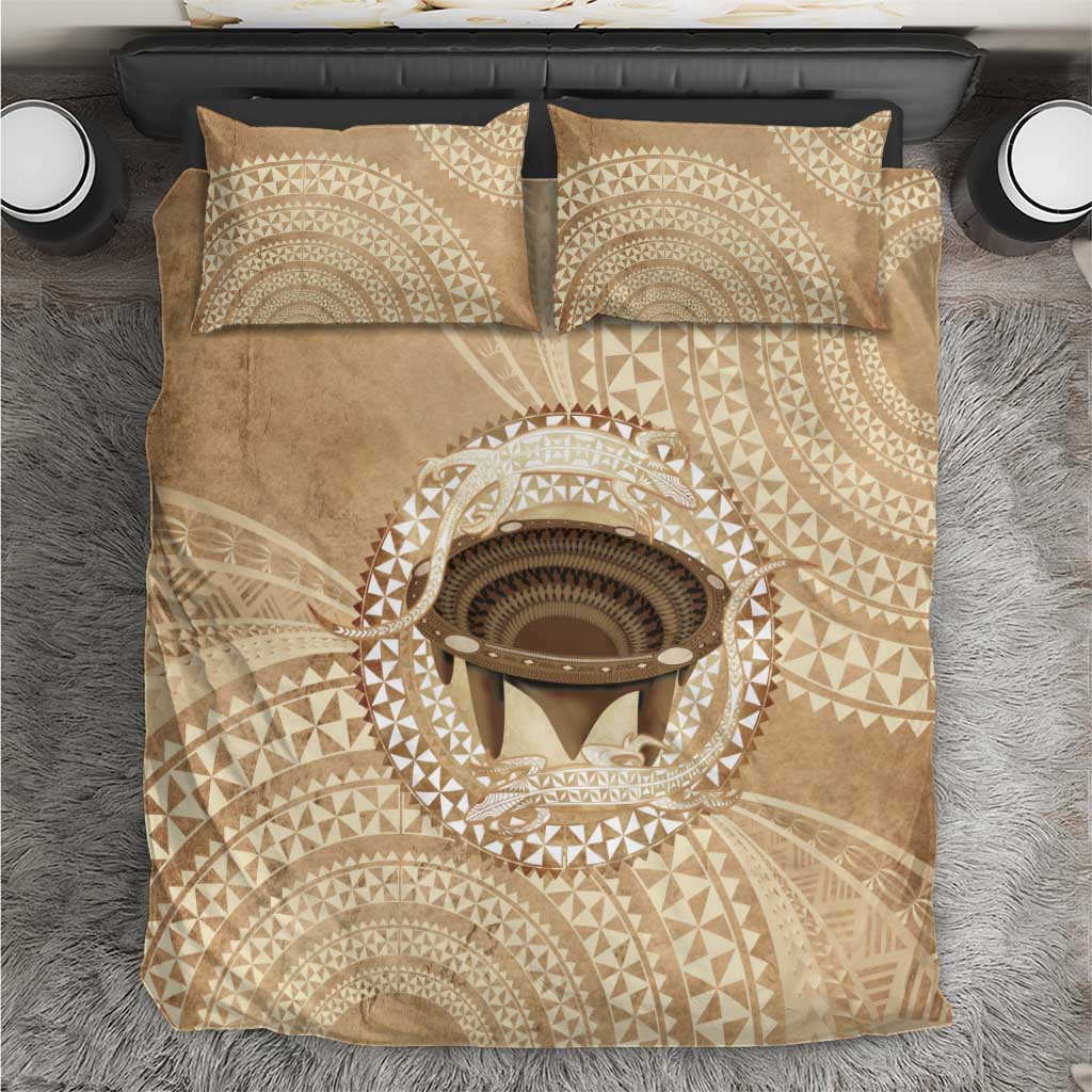 Tonga Skink Kava Bowl Bedding Set Vintage Tongan Ngatu Pattern LT14 Brown - Polynesian Pride