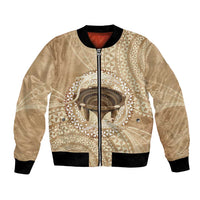 Tonga Skink Kava Bowl Bomber Jacket Vintage Tongan Ngatu Pattern LT14 Unisex Brown - Polynesian Pride