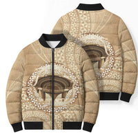 Tonga Skink Kava Bowl Bomber Puffer Jacket Vintage Tongan Ngatu Pattern LT14 - Polynesian Pride