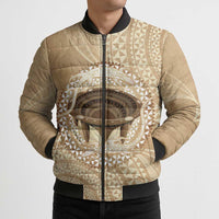 Tonga Skink Kava Bowl Bomber Puffer Jacket Vintage Tongan Ngatu Pattern LT14 - Polynesian Pride