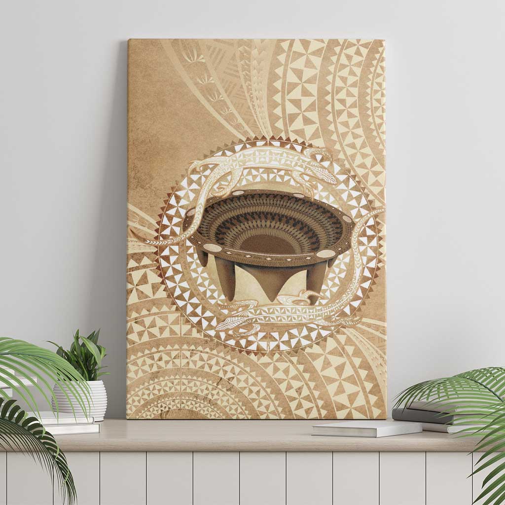 Tonga Skink Kava Bowl Canvas Wall Art Vintage Tongan Ngatu Pattern LT14 - Polynesian Pride