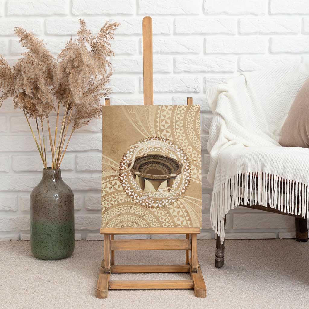Tonga Skink Kava Bowl Canvas Wall Art Vintage Tongan Ngatu Pattern LT14 - Polynesian Pride