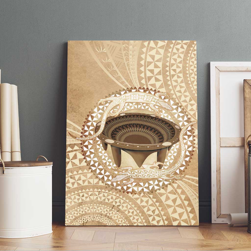 Tonga Skink Kava Bowl Canvas Wall Art Vintage Tongan Ngatu Pattern LT14 - Polynesian Pride