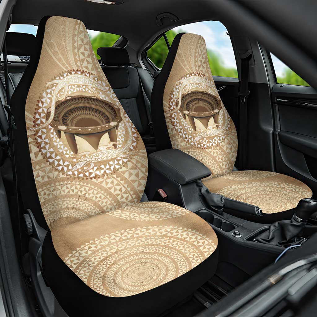 Tonga Skink Kava Bowl Car Seat Cover Vintage Tongan Ngatu Pattern LT14 One Size Brown - Polynesian Pride