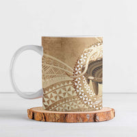 Tonga Skink Kava Bowl Ceramic Mug Vintage Tongan Ngatu Pattern