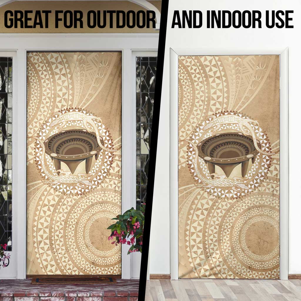 Tonga Skink Kava Bowl Door Cover Vintage Tongan Ngatu Pattern LT14 - Polynesian Pride