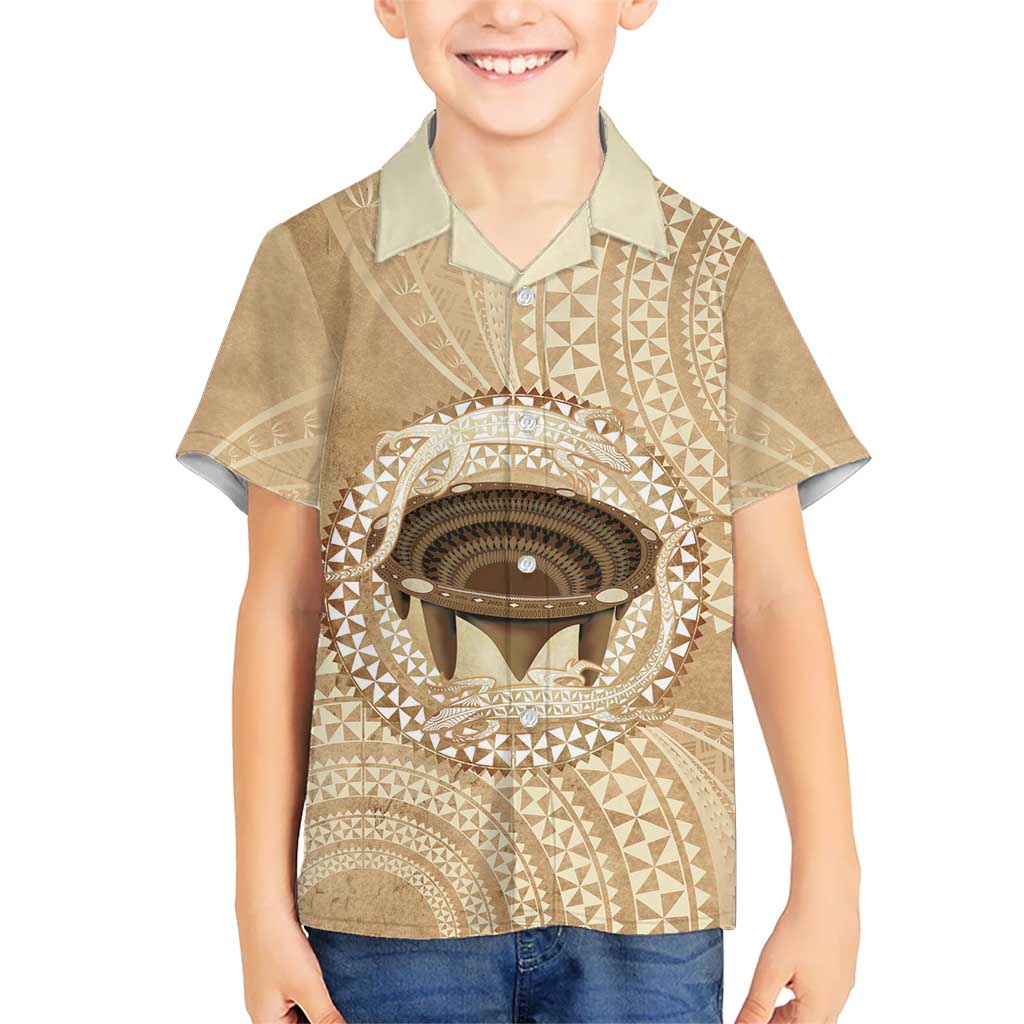Tonga Skink Kava Bowl Family Matching Summer Maxi Dress and Hawaiian Shirt Vintage Tongan Ngatu Pattern