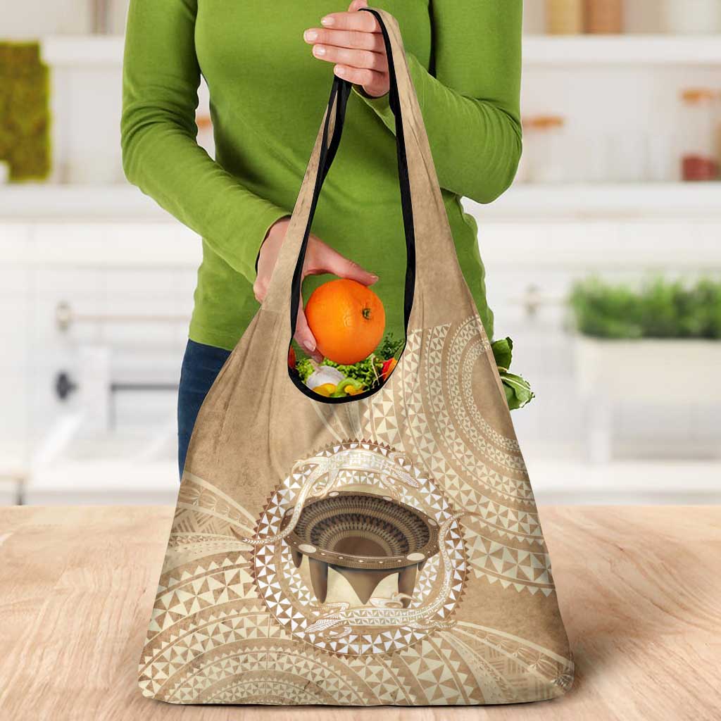 Tonga Skink Kava Bowl Grocery Bag Vintage Tongan Ngatu Pattern LT14 - Polynesian Pride